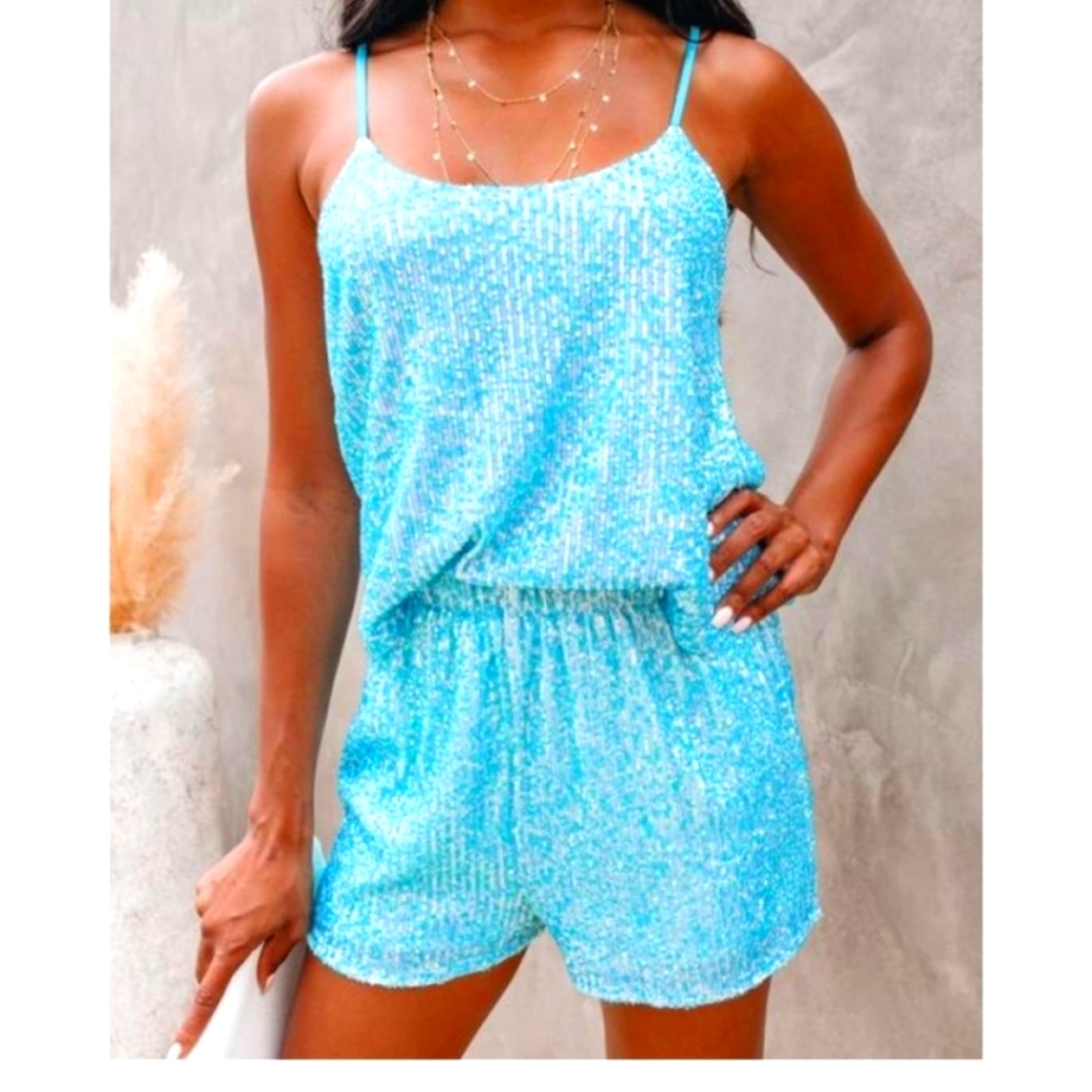 Vici baby blue sequins set